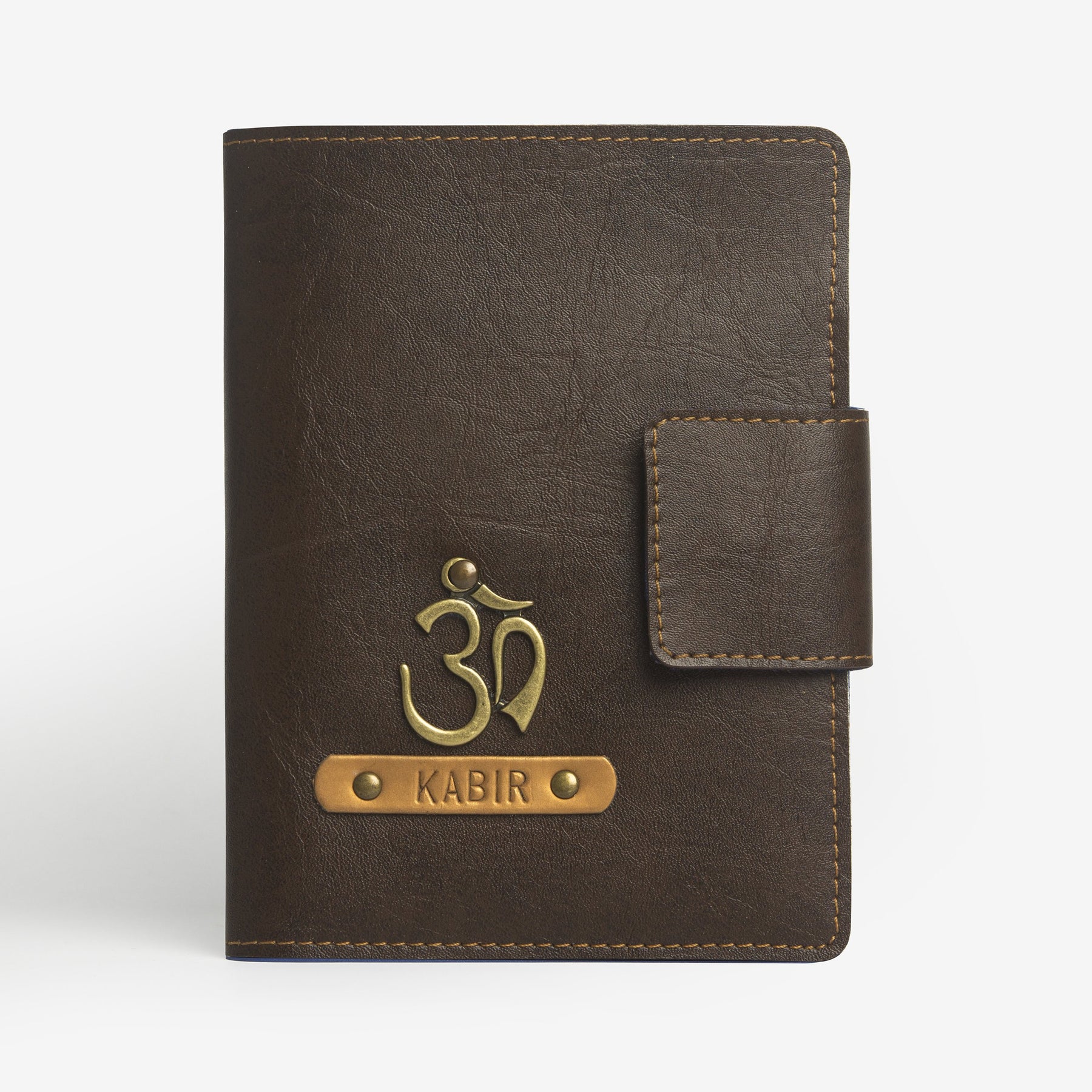 Passport cover with button - Dark Brown