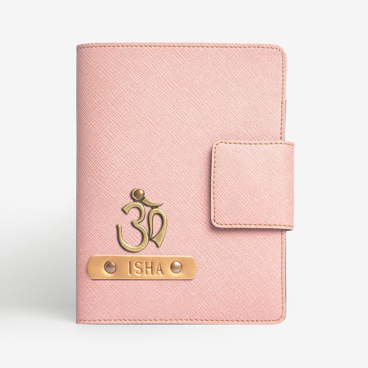 Passport cover with button - Salmon Pink
