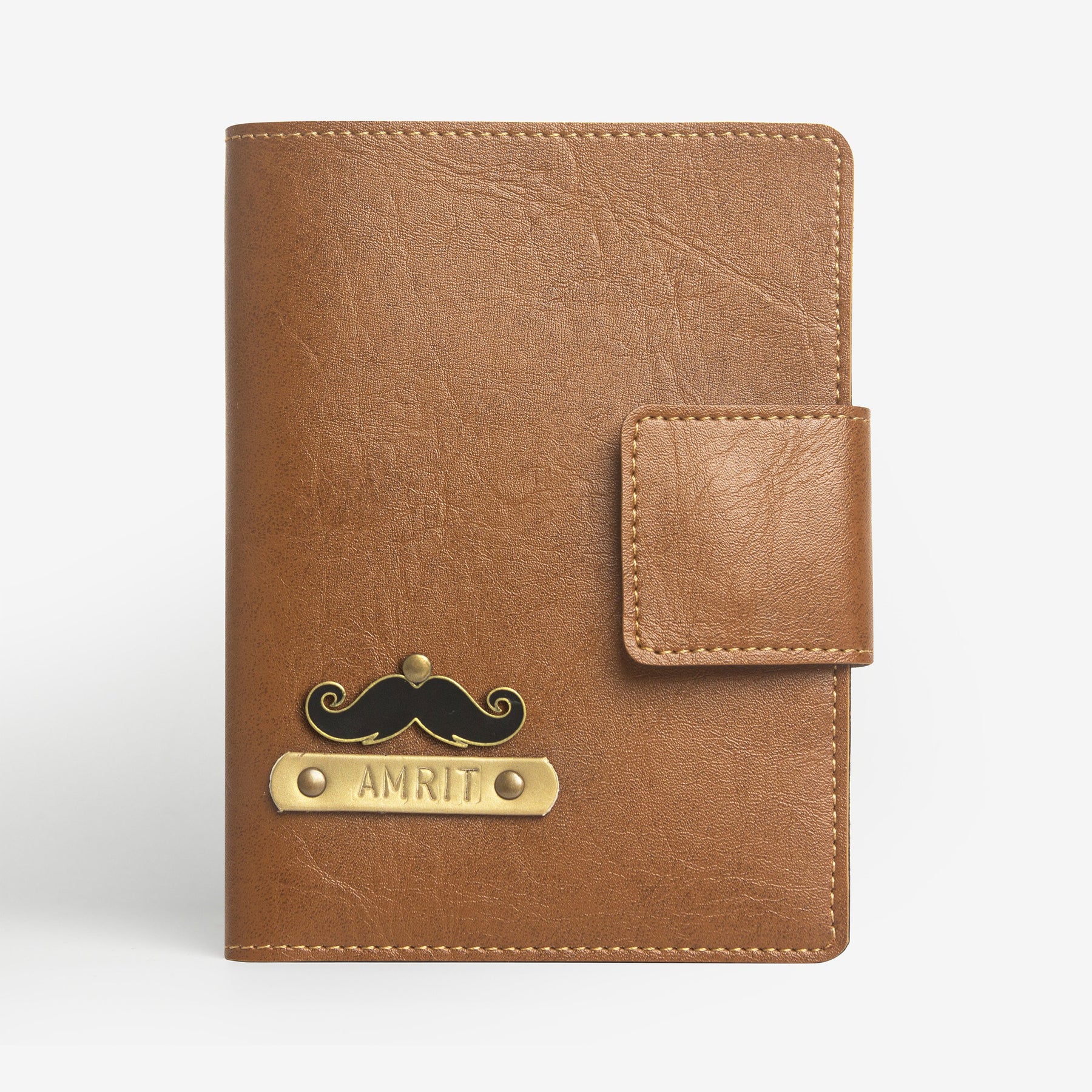 Passport cover with button - Tan