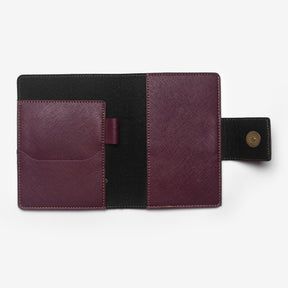 The Messy Corner Mini Travel Wallet Passport cover with button - Wine