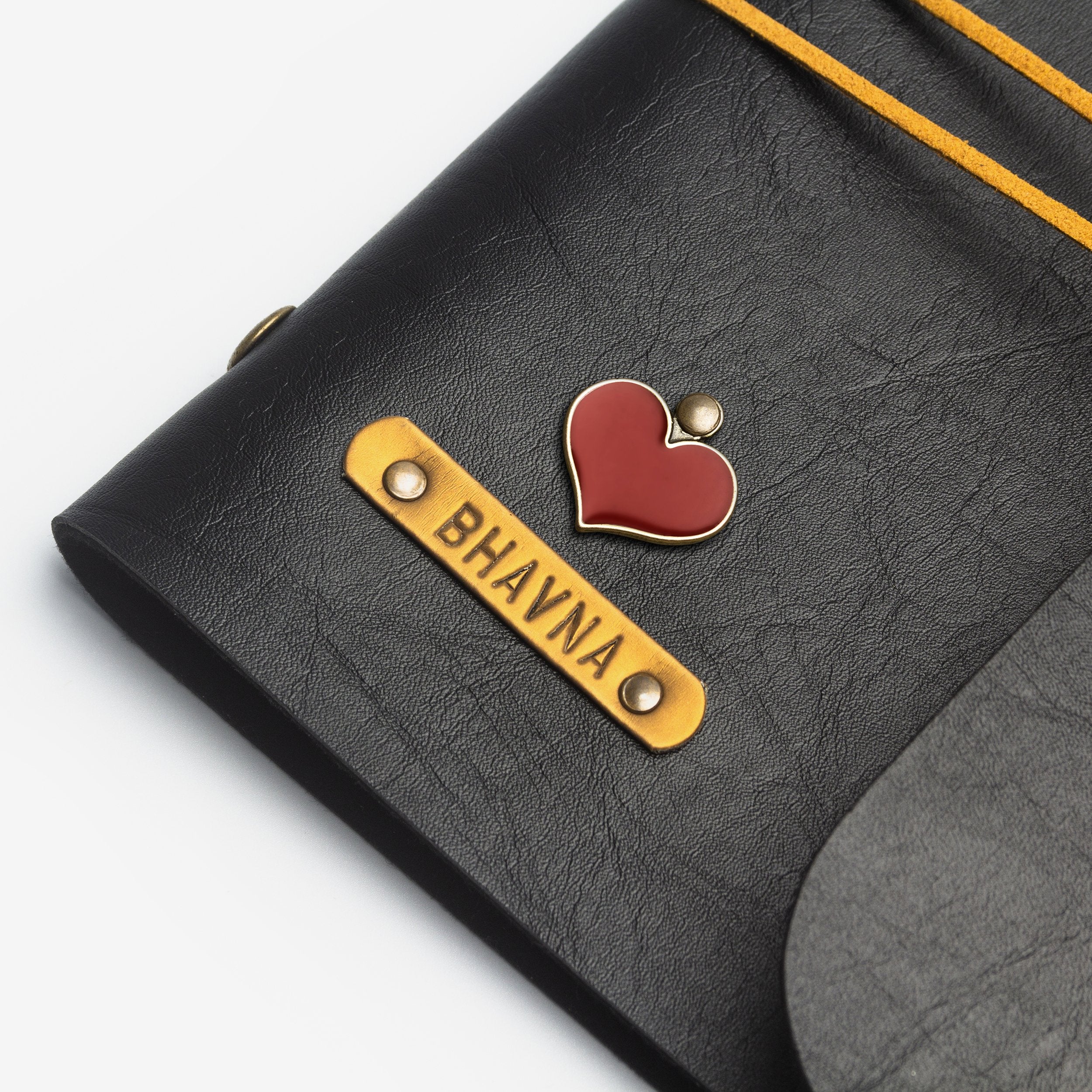 The Messy Corner Diary Personalised Black Diary with Brown Thread