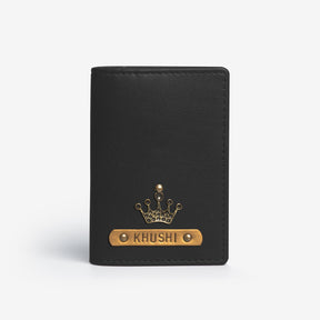 The Messy Corner Card Holder Personalised Card Holder Wallet - Black with charm
