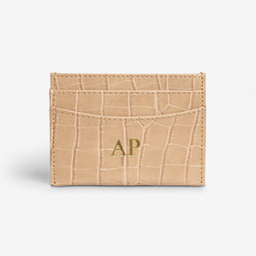 Personalised Croco Card Holder - Nude
