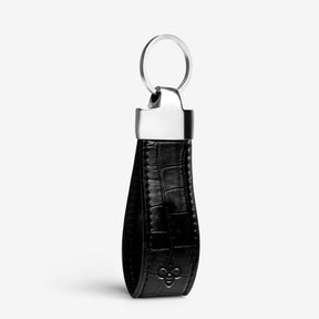 Personalised Croco Vegan Leather Keychain - Black