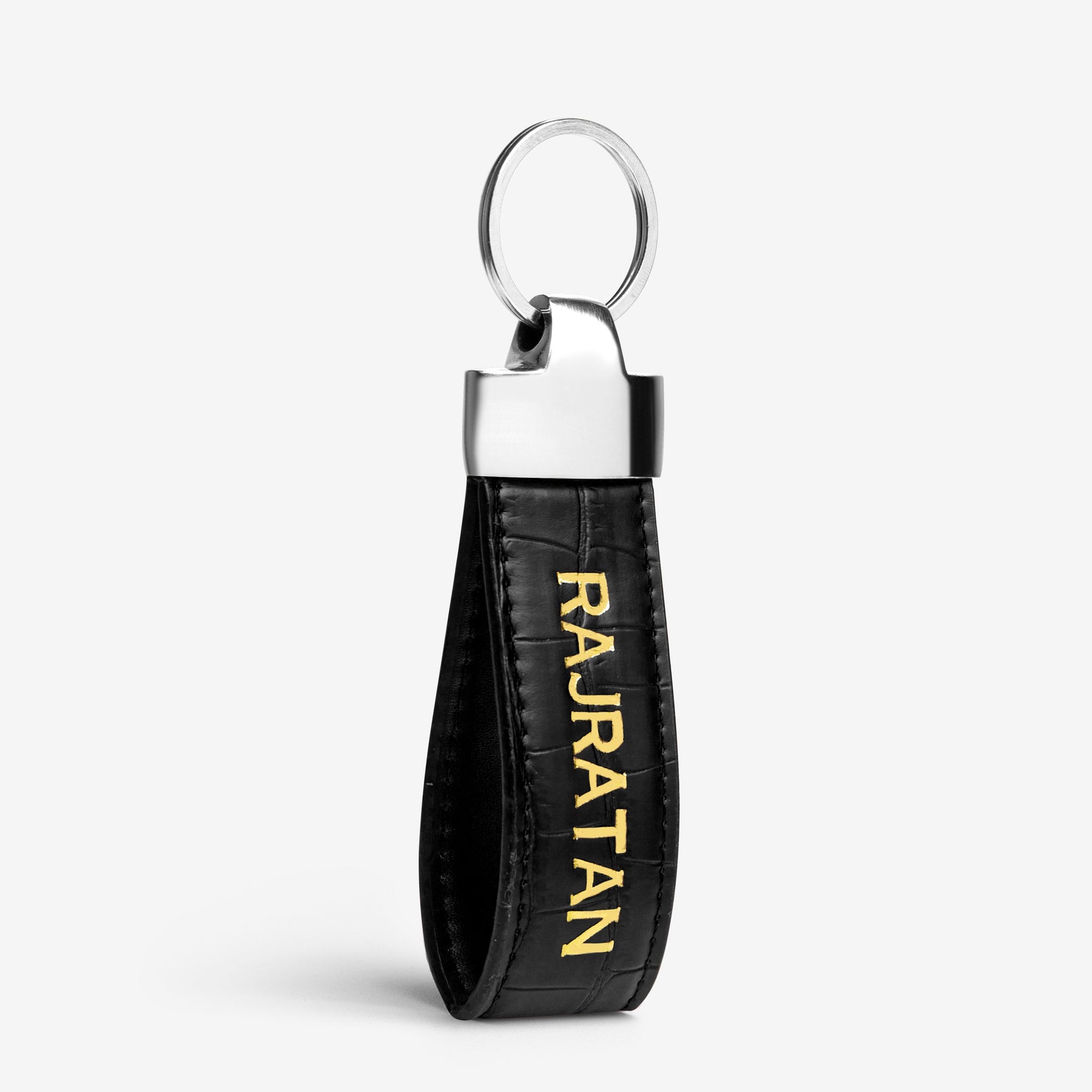 The Messy Corner Keychain Personalised Croc Vegan Leather Keychain - Black