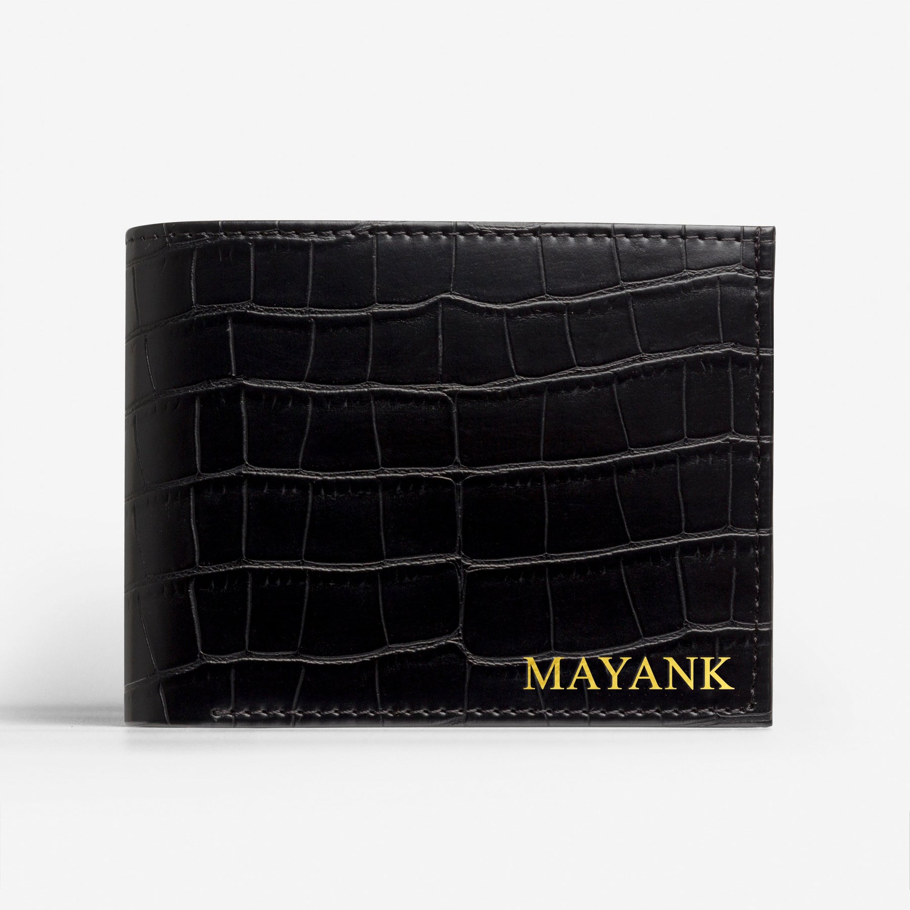 The Messy Corner Mens Wallet Personalised Croc Vegan Leather Men's Wallet - Black