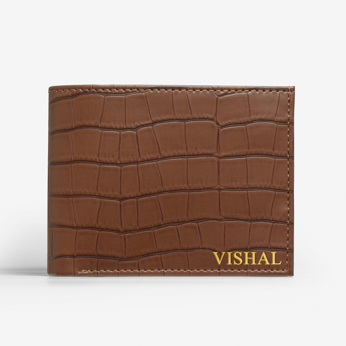 The Messy Corner Mens Wallet Personalised Croc Vegan Leather Men's Wallet - Brown