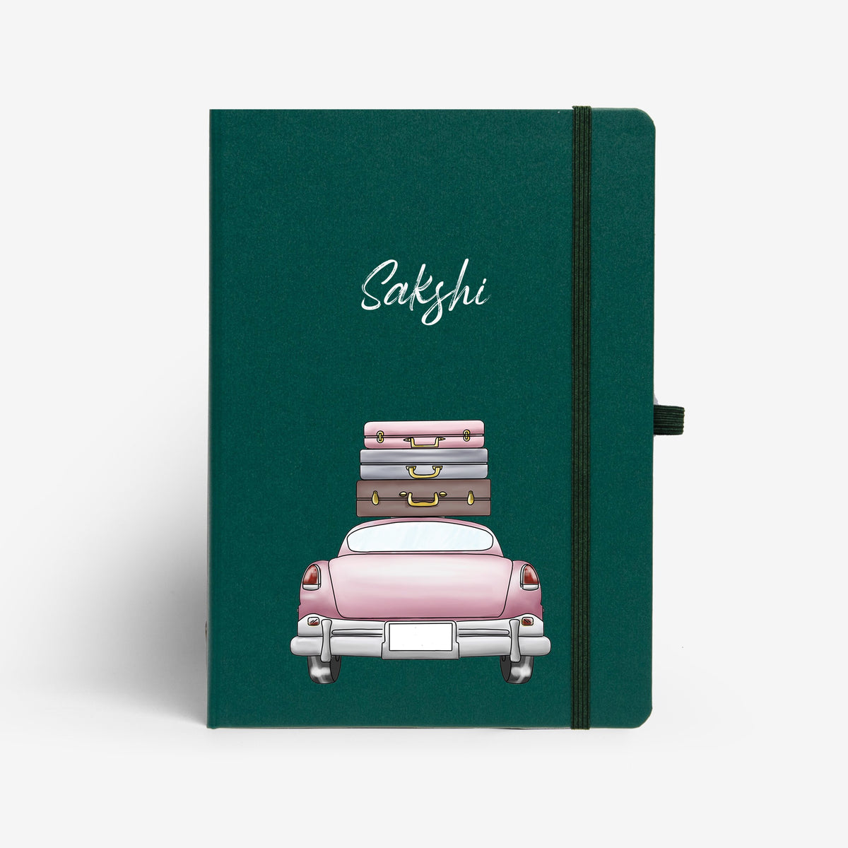 The Messy Corner Notebook Forest Green Personalised Hardbound Notebook - Road Tripping