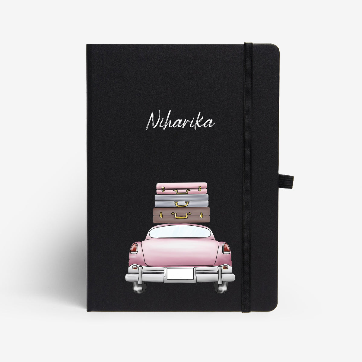 The Messy Corner Notebook Black Personalised Hardbound Notebook - Road Tripping