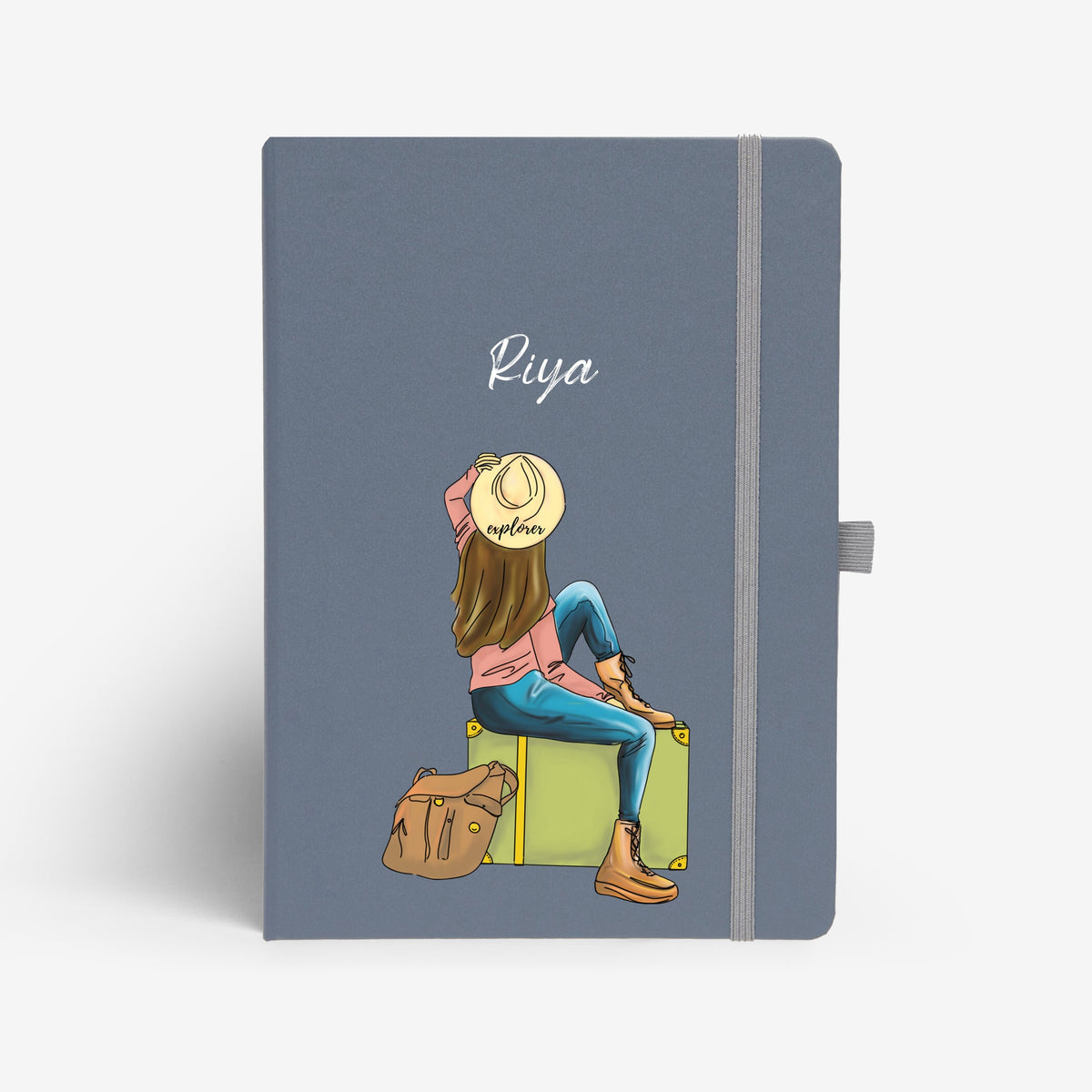 The Messy Corner Notebook Grey Personalised Hardbound Notebook - Wanderlust