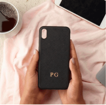 The Messy Corner Phone Cover Personalised Leather iPhone Cover - Black