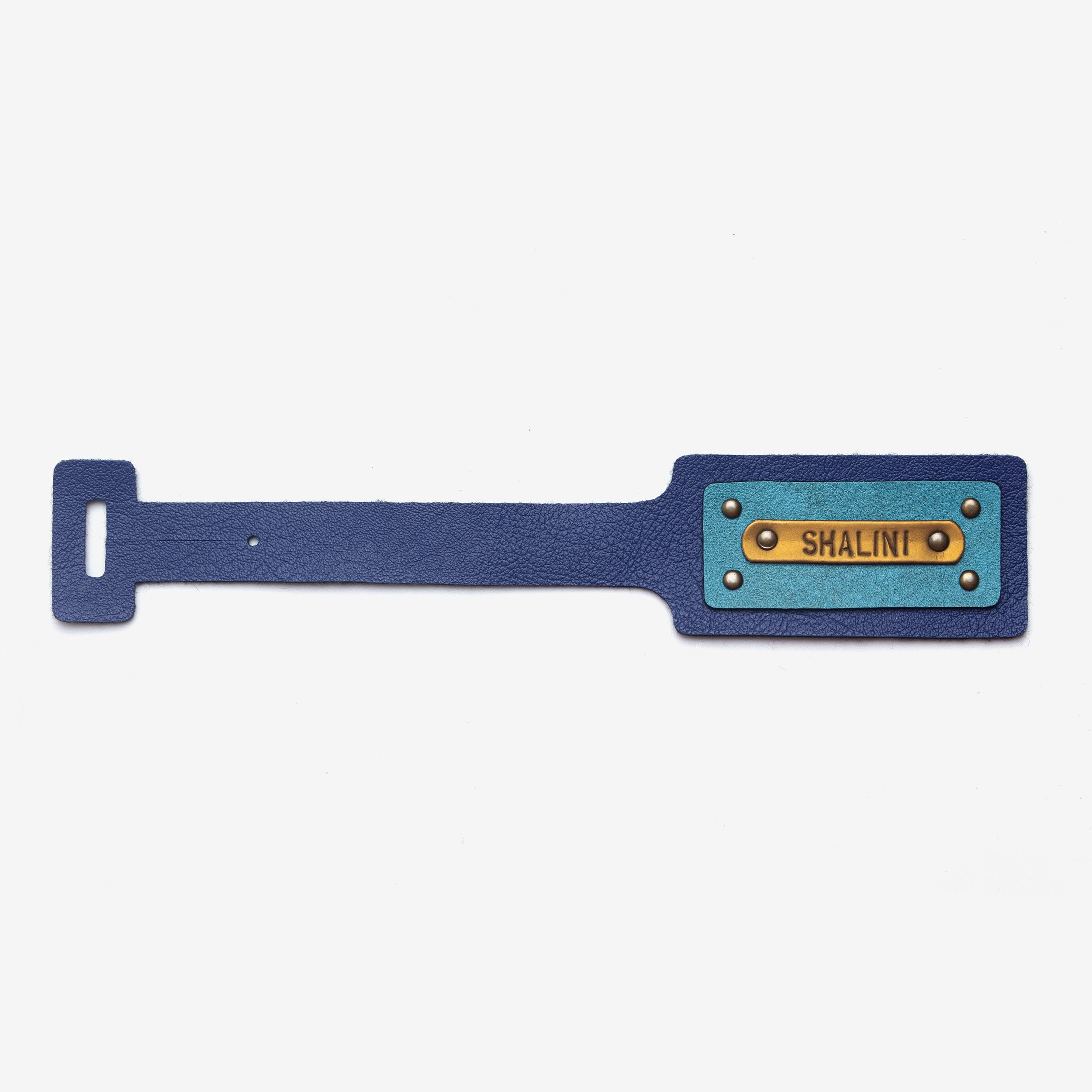 Personalised Leather Luggage/Baggage Tag - Dark Blue