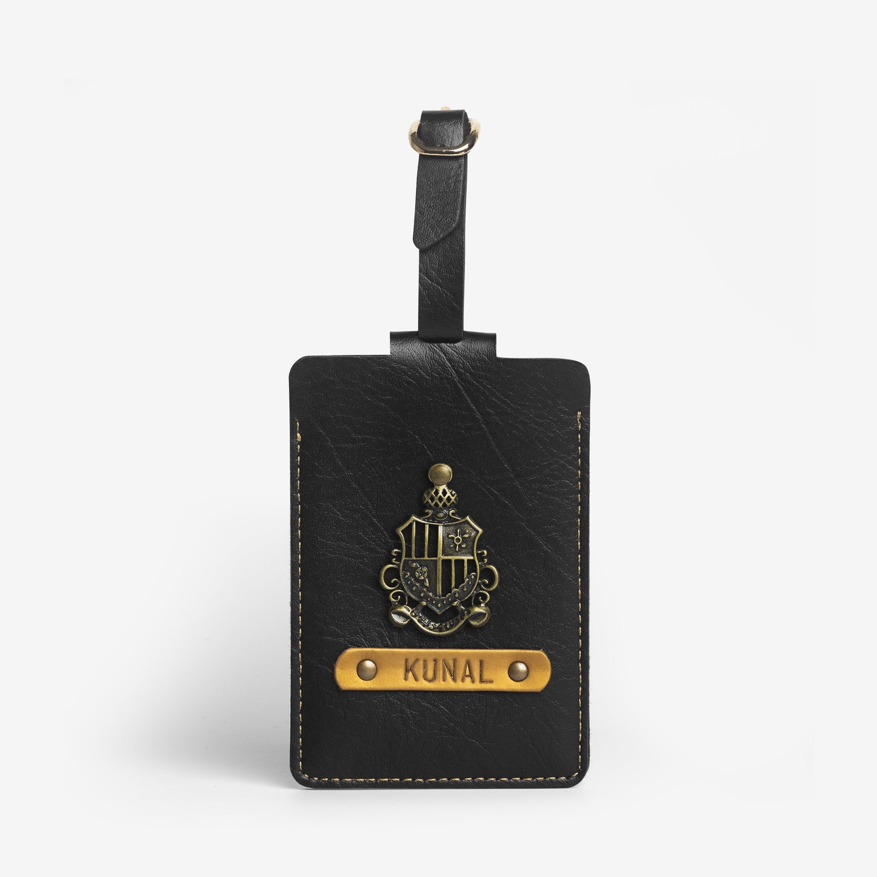 Personalised Leather Luggage/Baggage Tag -  Large Black