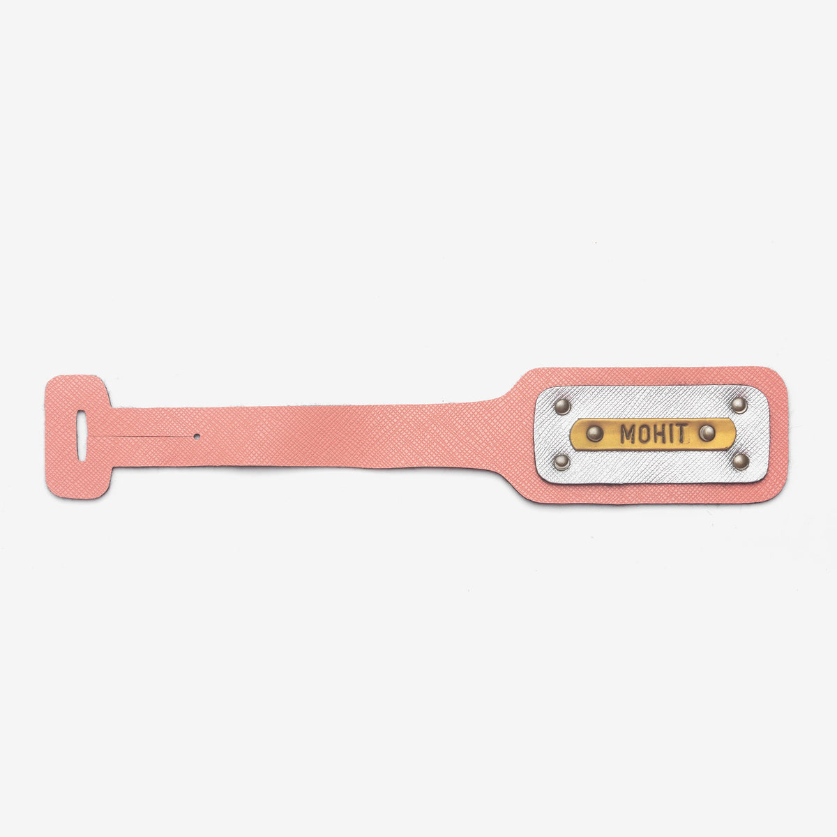 The Messy Corner Luggage Tag Personalised Leather Luggage/Baggage Tag - Peach