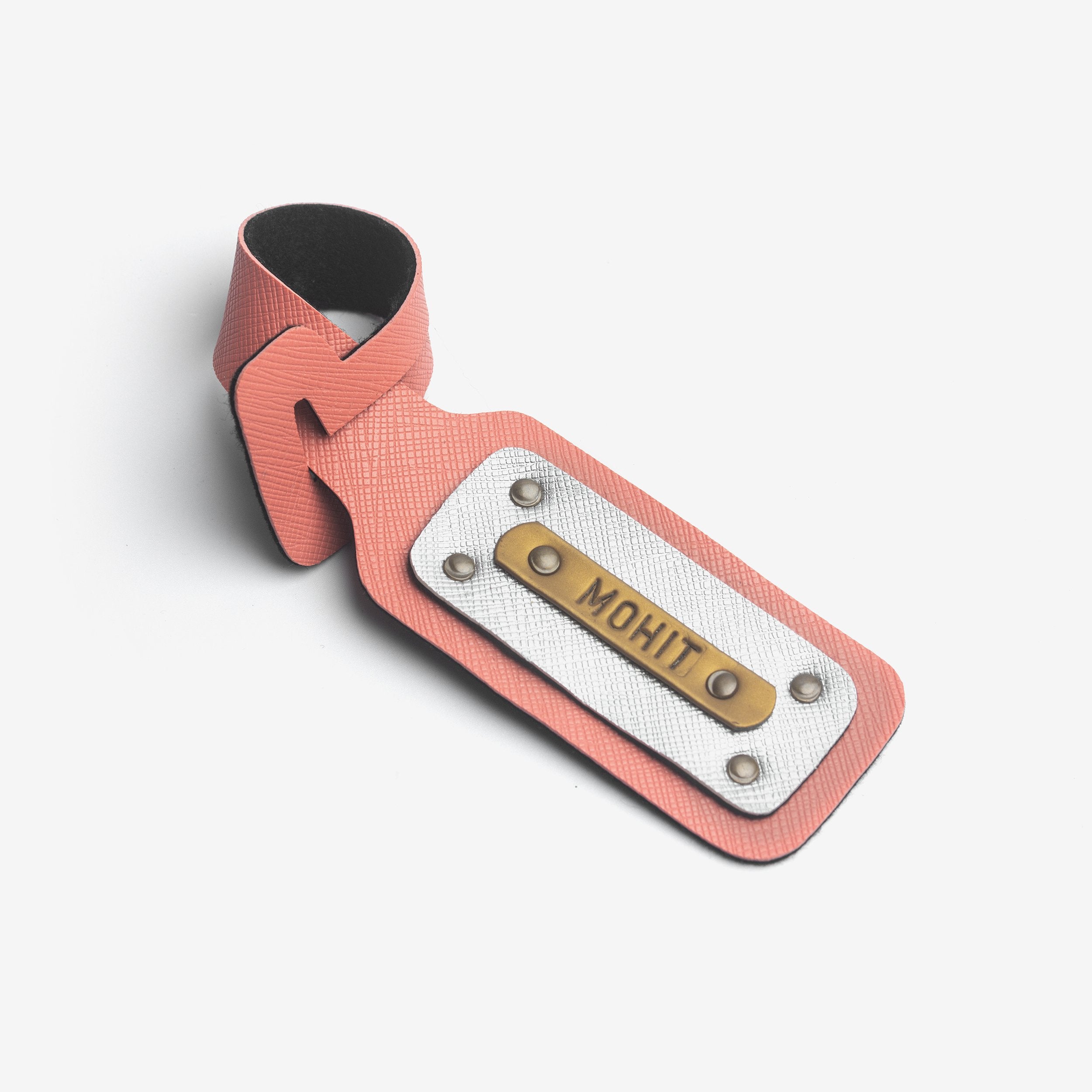 Personalised Leather Luggage/Baggage Tag - Peach