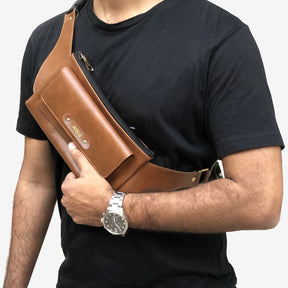 The Messy Corner Bag Personalised Mens Crossbody Bag - Tan