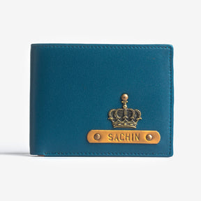 The Messy Corner Mens Wallet Personalised Mens Wallet with Charm - Blue