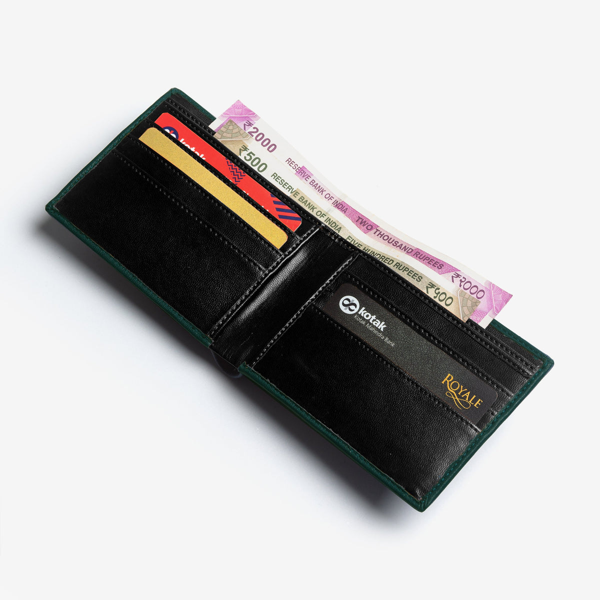 The Messy Corner Mens Wallet Personalised Mens Wallet with Charm - Forest Green