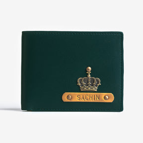 The Messy Corner Mens Wallet Personalised Mens Wallet with Charm - Forest Green