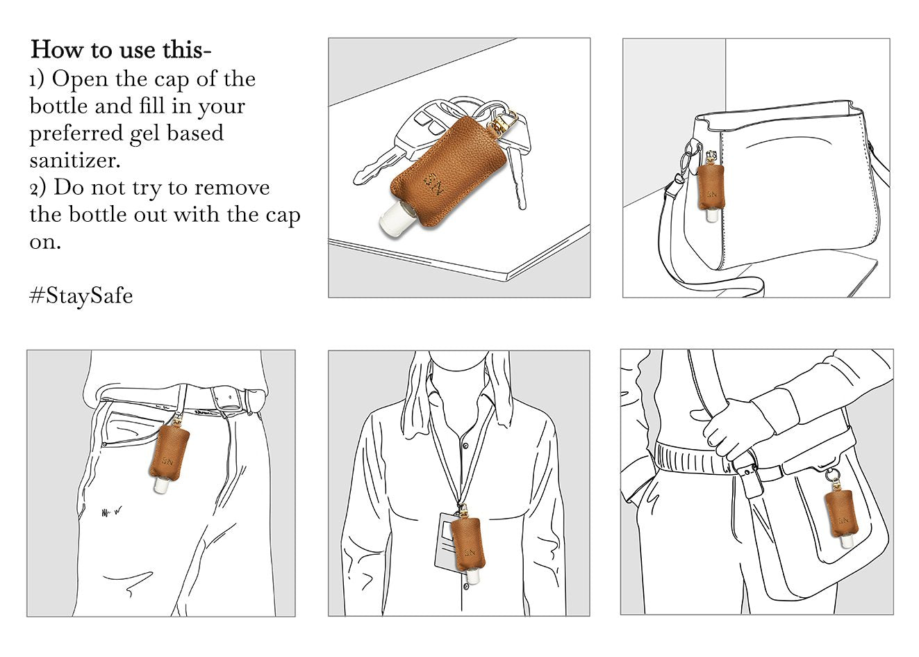 The Messy Corner Sanitizer cover Personalised Sanitizer Cover - Nude