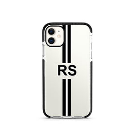 The Messy Corner Phone Cover Personalised Silicone iPhone Cover - Black Bumper with Stripes
