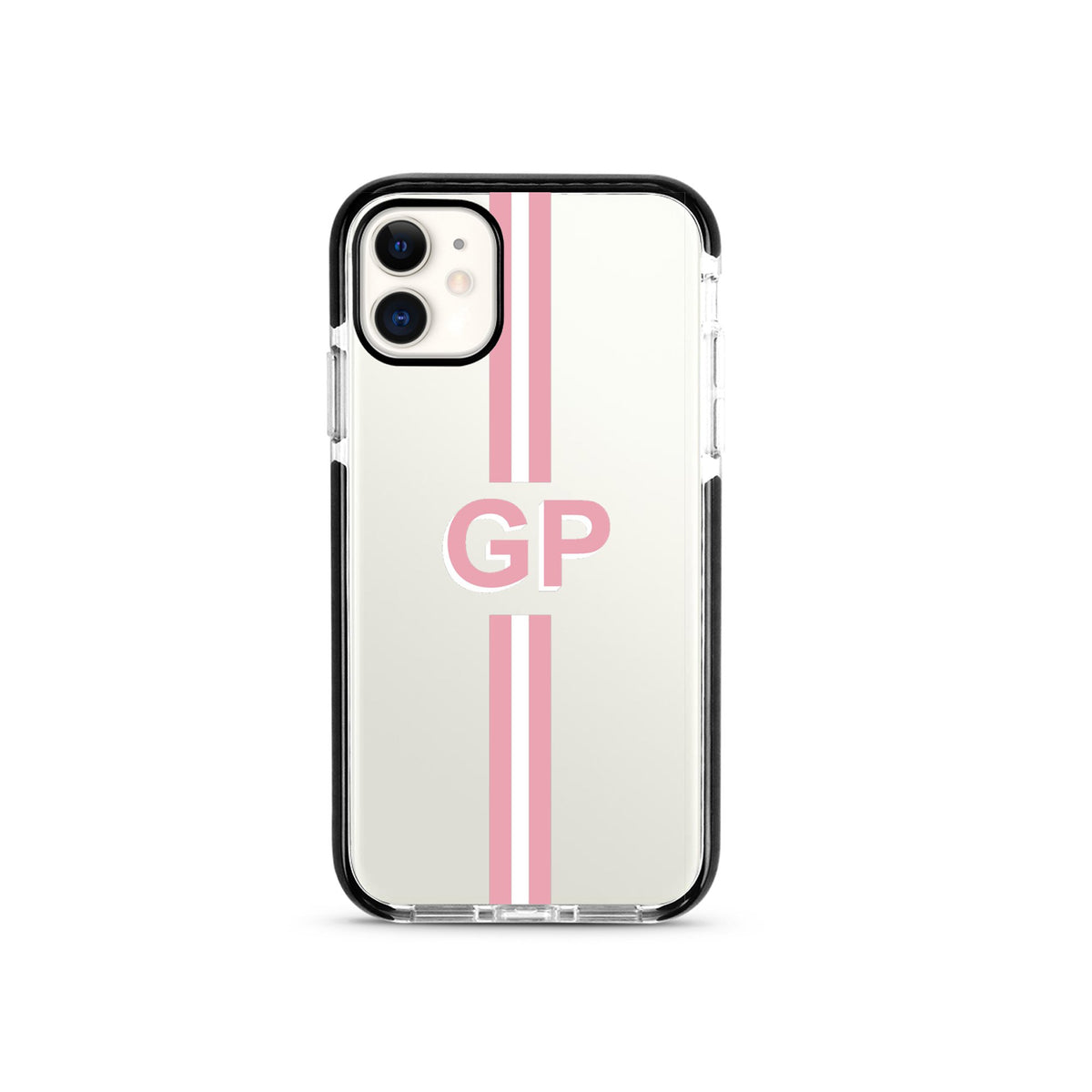 The Messy Corner Phone Cover Personalised Silicone iPhone Cover - Black Bumper with Stripes