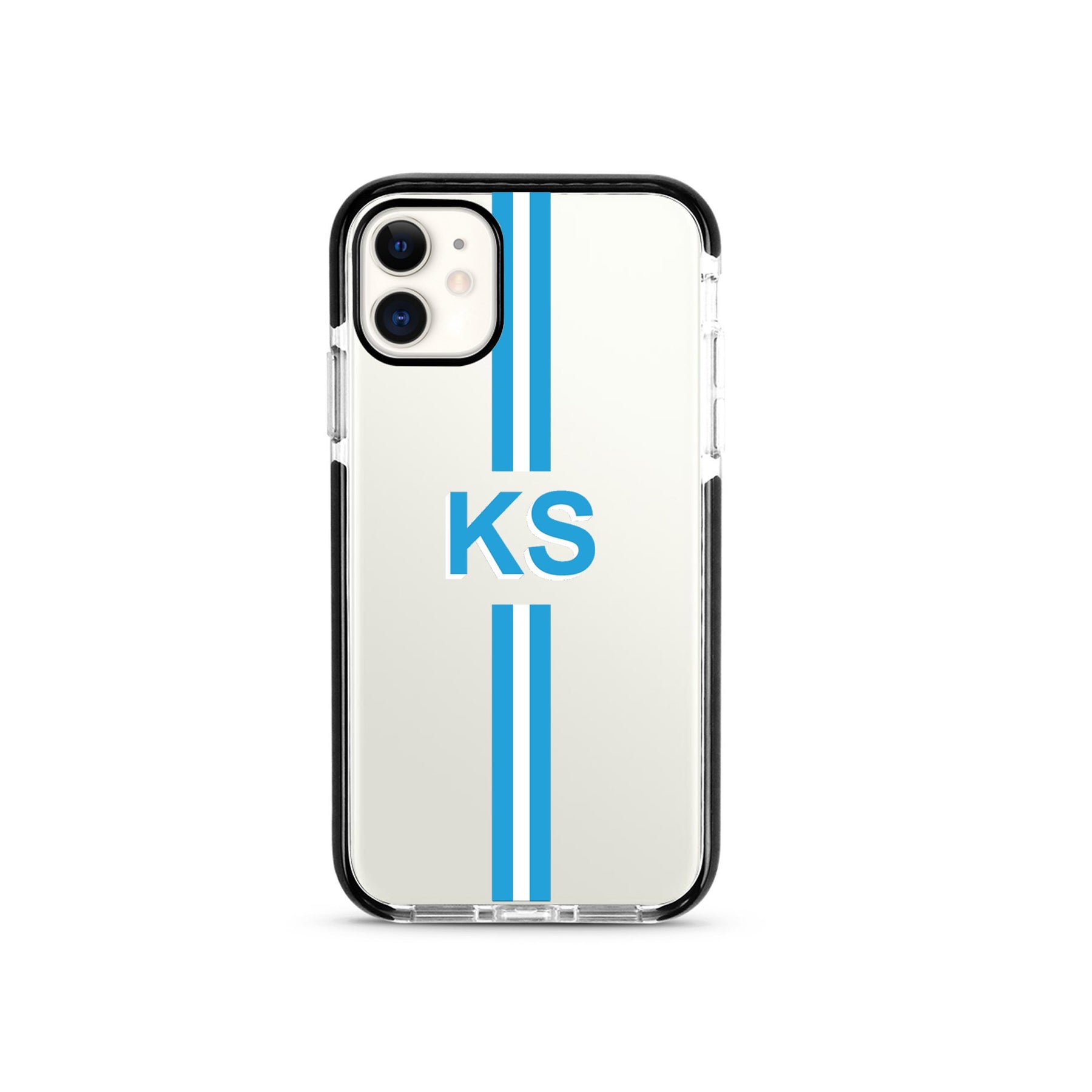 The Messy Corner Phone Cover Personalised Silicone iPhone Cover - Black Bumper with Stripes