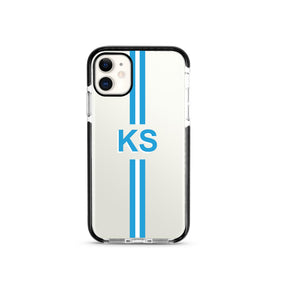 The Messy Corner Phone Cover Personalised Silicone iPhone Cover - Black Bumper with Stripes