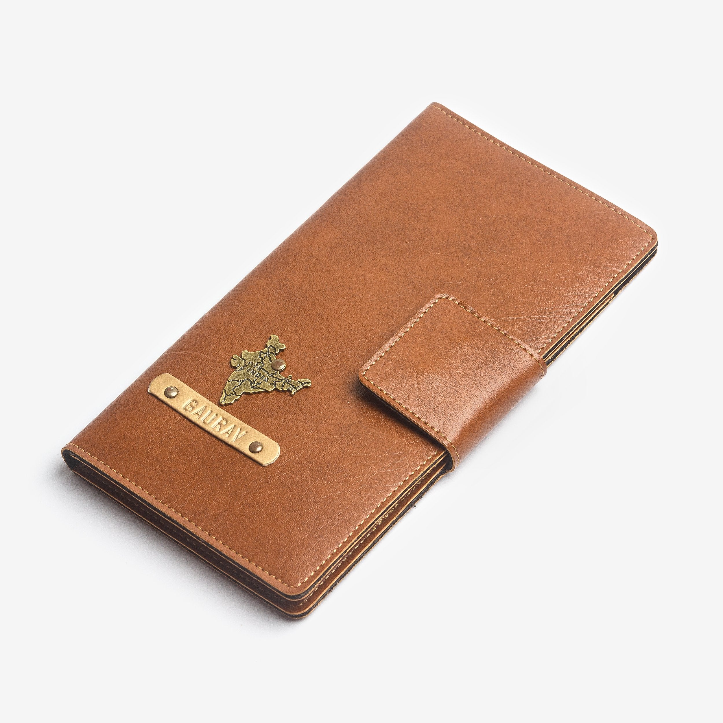 The Messy Corner Travel Folder Personalised Travel Folder- Tan