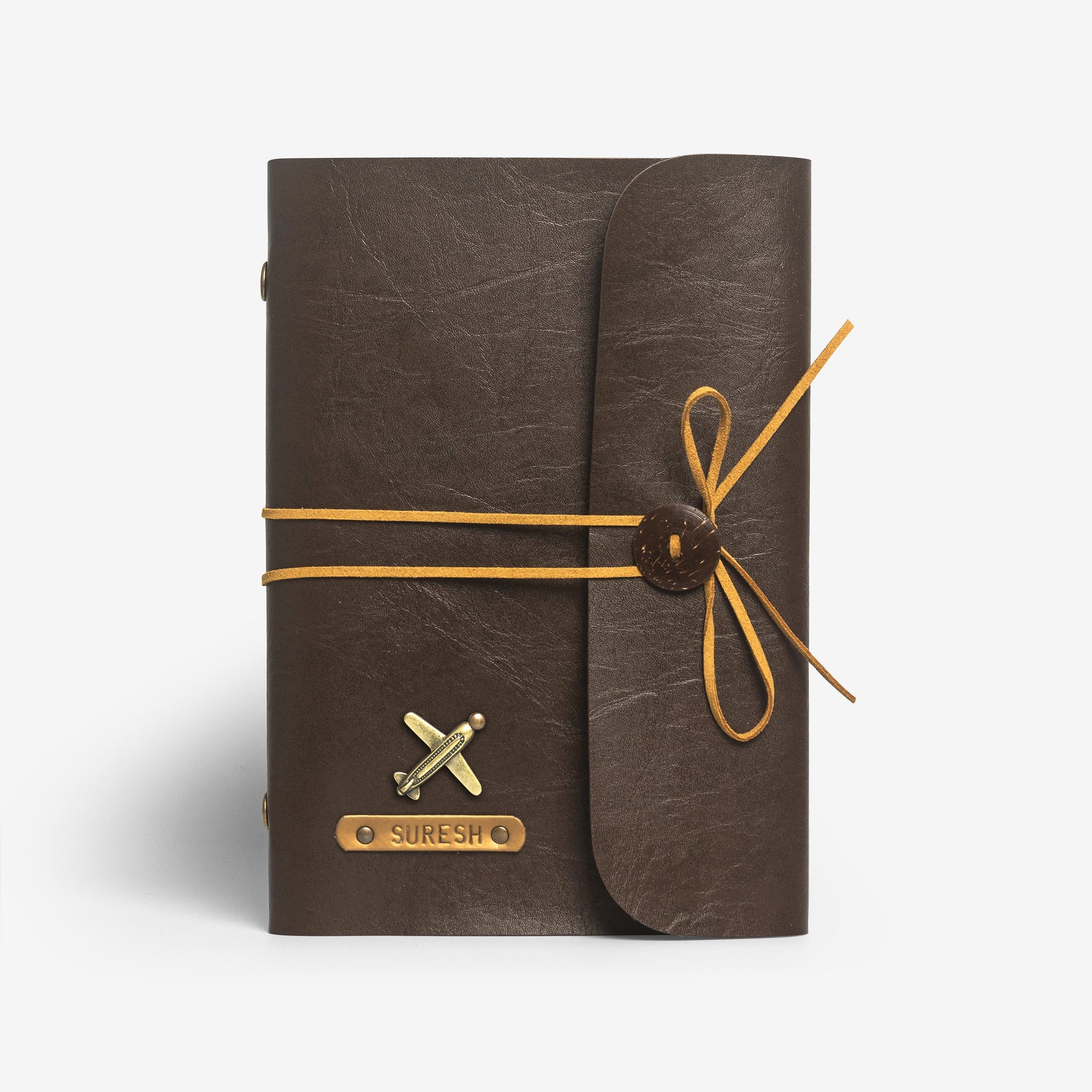 The Messy Corner Diary Personalized Chocolate Brown Thread Leather Diary