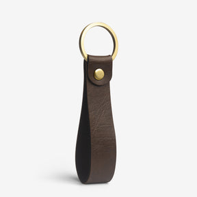 The Messy Corner Keychain Personalized Leather Keychain - Dark Brown
