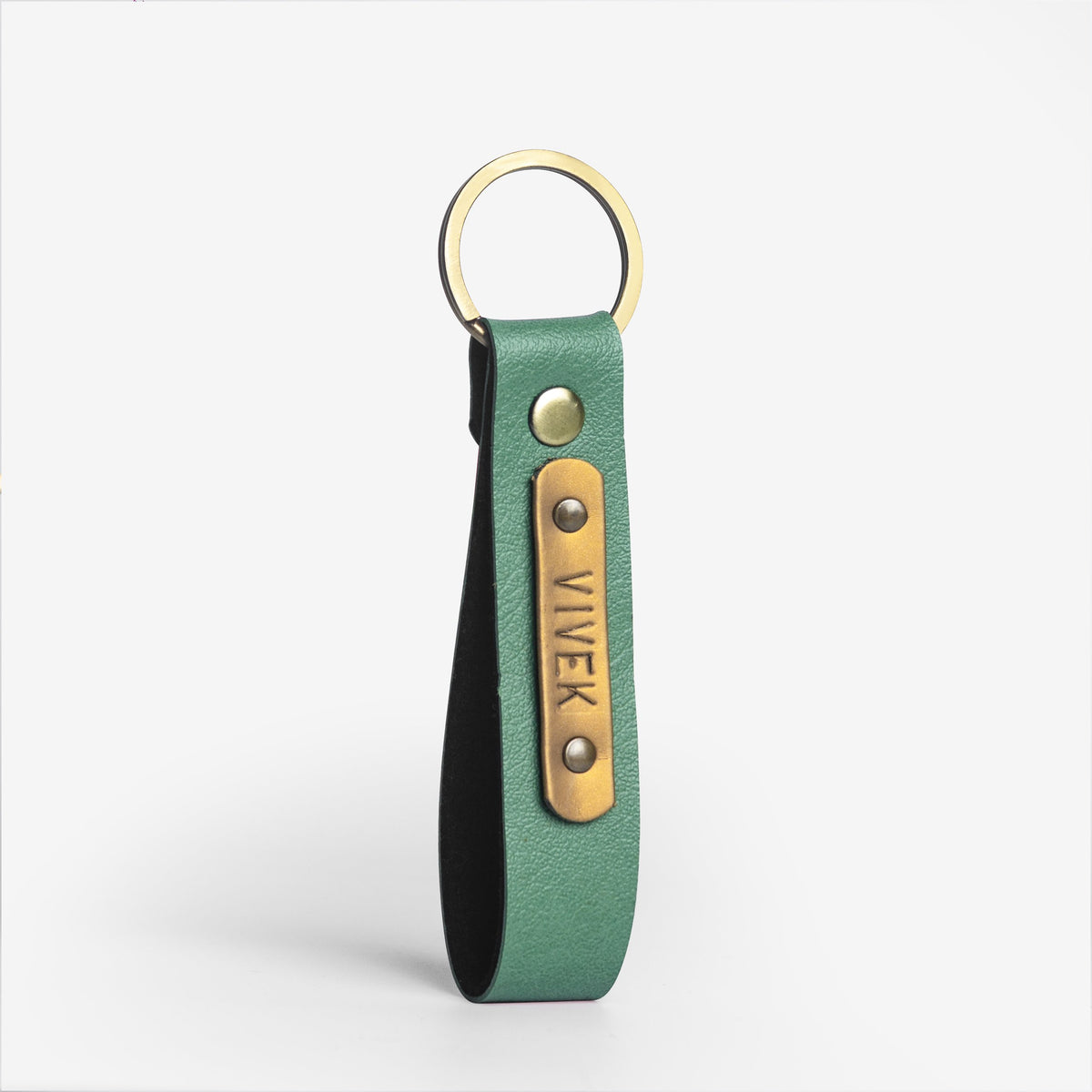 The Messy Corner Keychain Personalized Leather Keychain - Green