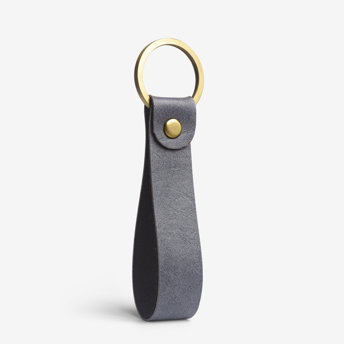 The Messy Corner Keychain Personalized Leather Keychain - Grey