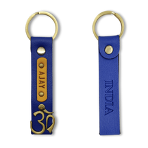 The Messy Corner Keychain Dark Blue Personalized Leather Keychain - India