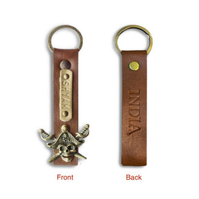 The Messy Corner Keychain Tan Personalized Leather Keychain - India