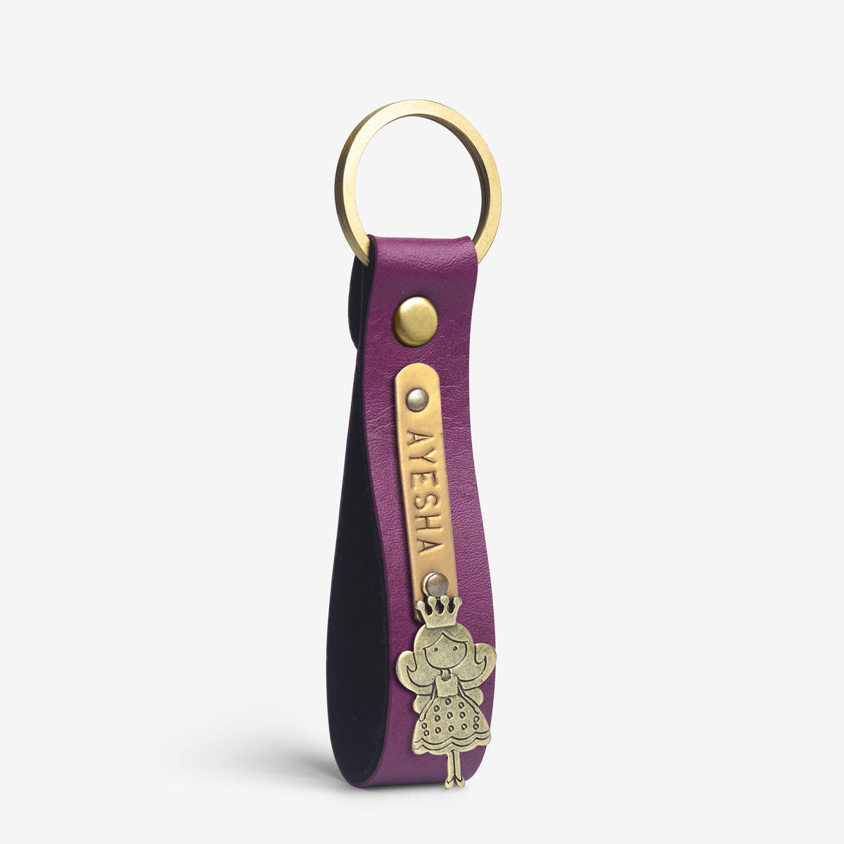 The Messy Corner Keychain Personalized Leather Keychain - Magenta