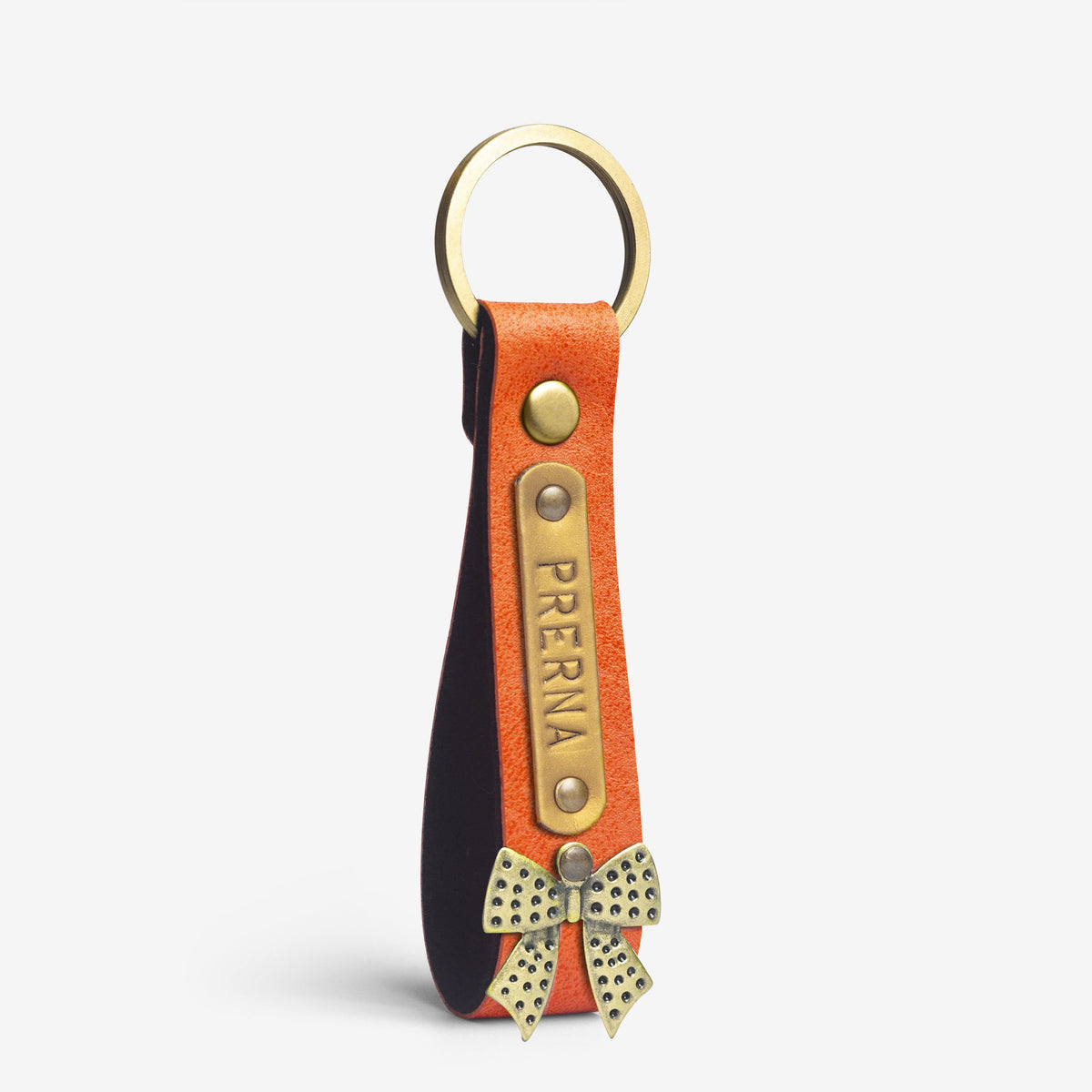 The Messy Corner Keychain Personalized Leather Keychain - Orange
