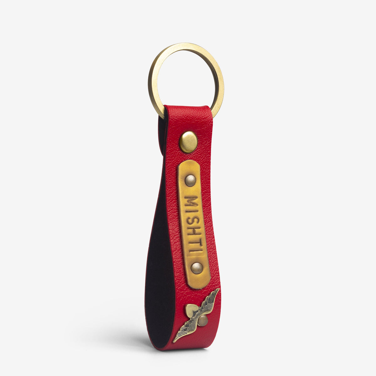 The Messy Corner Keychain Personalized Leather Keychain - Red