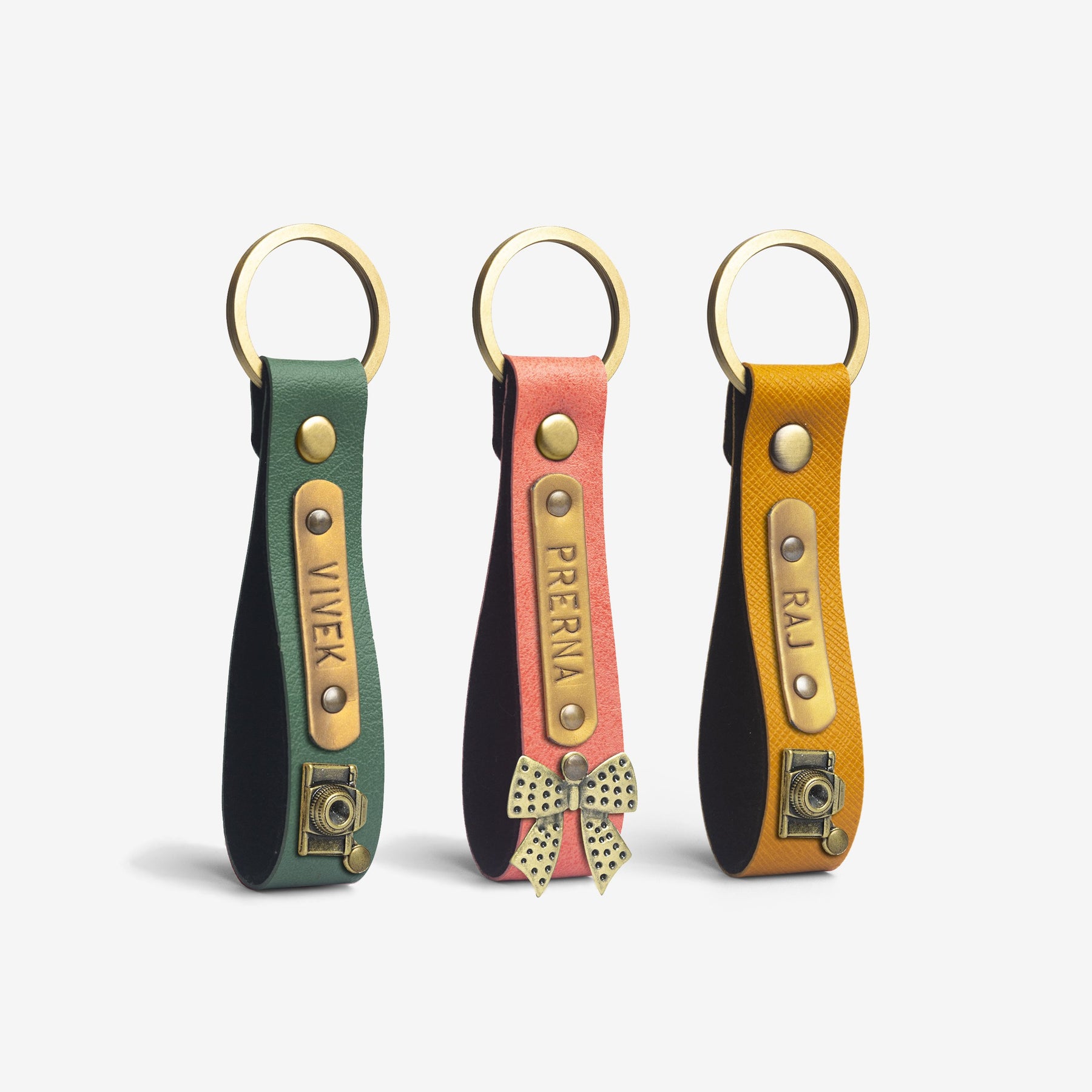 The Messy Corner Keychain Personalized Leather Keychain - Set of Three