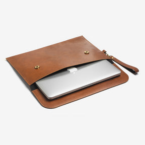 Personalized Leather Laptop/Macbook Sleeve - Brown - 13 inches