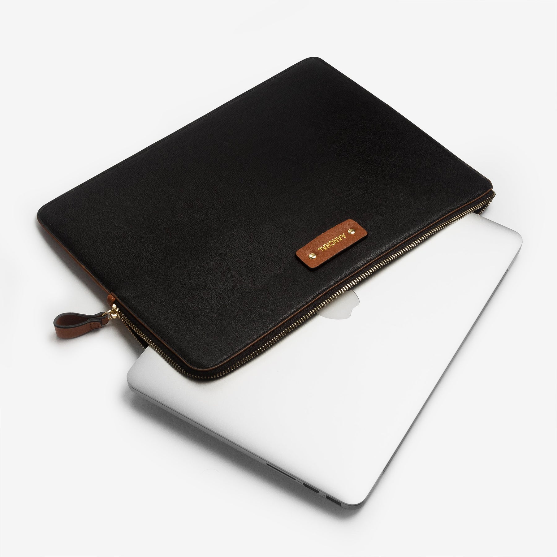 The Messy Corner Laptop Sleeve Personalized Leather Laptop/Macbook Sleeve - Classic Black - 13 & 15 inches