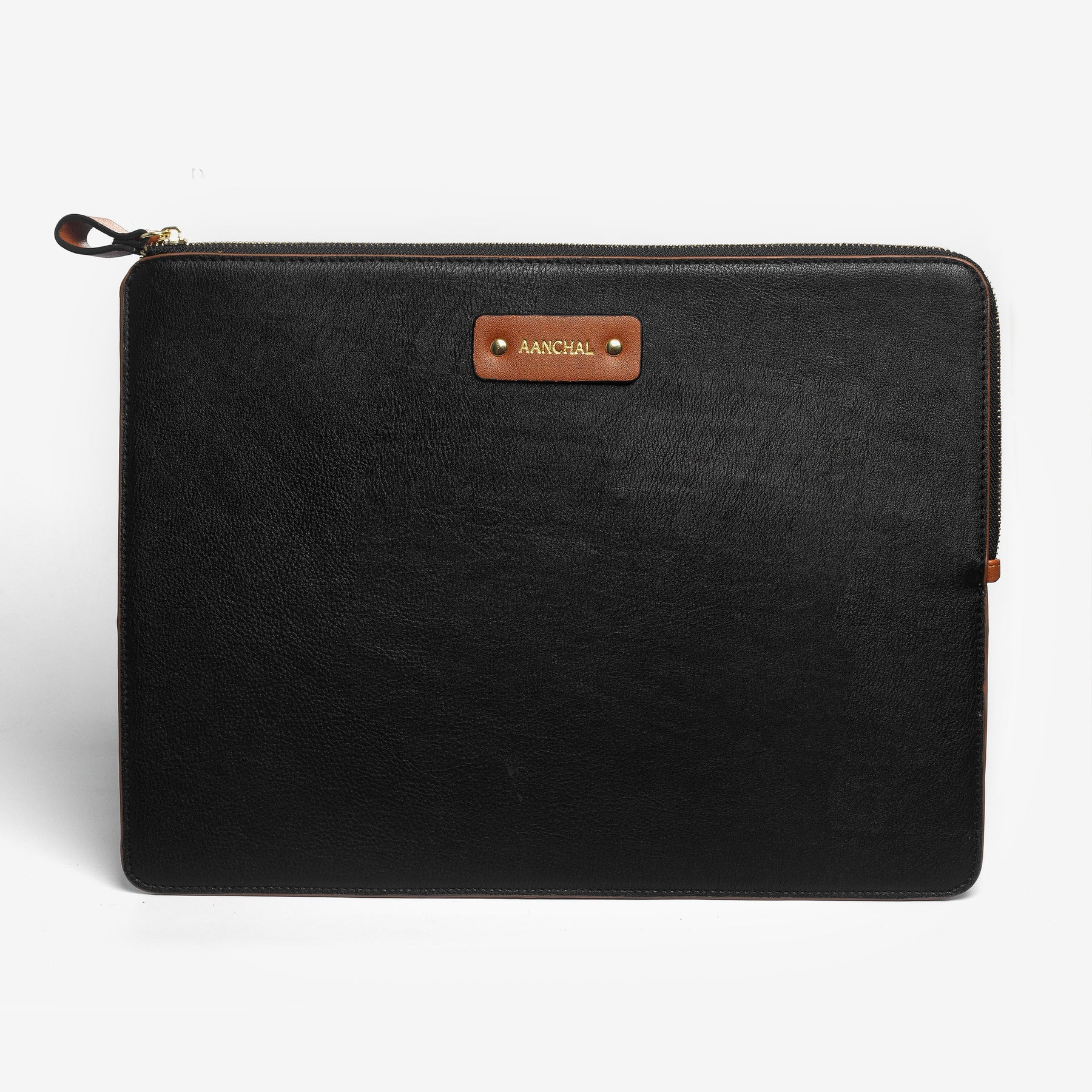 The Messy Corner Laptop Sleeve Personalized Leather Laptop/Macbook Sleeve - Classic Black - 13 & 15 inches