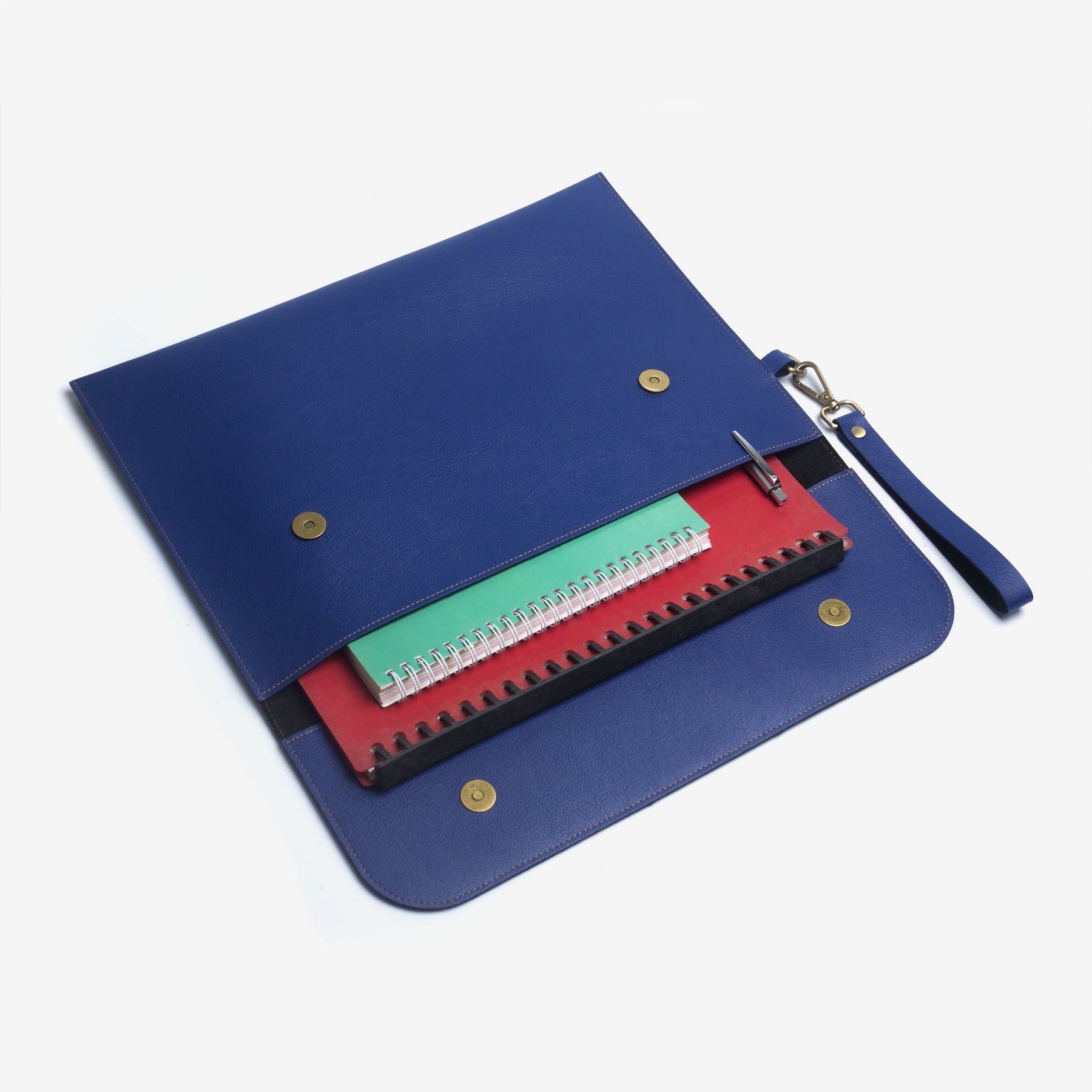 The Messy Corner Laptop Sleeve Personalized Leather Laptop/Macbook Sleeve - Dark Blue - 13 inches