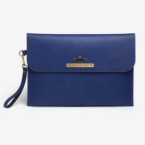 The Messy Corner Laptop Sleeve Personalized Leather Laptop/Macbook Sleeve - Dark Blue - 13 inches