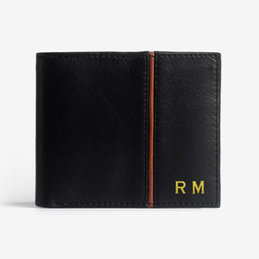 The Messy Corner Mens Wallet Personalized Leather Men's Wallet - Black