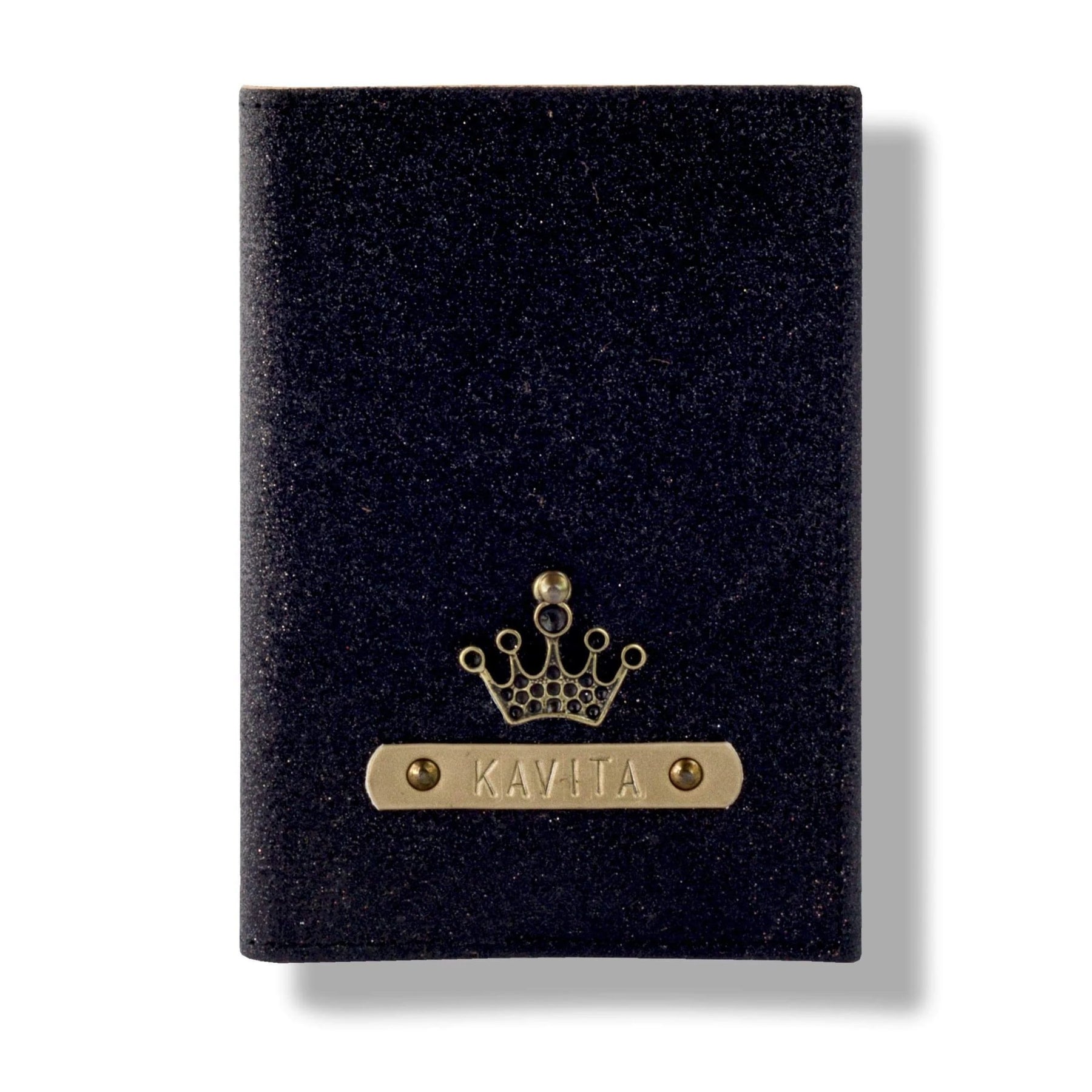 The Messy Corner Passport Cover Personalized Passport Cover - Black Glitter