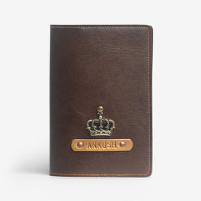 Personalized Dark Brown Passport Cover – Faux Leather RFID-Blocking Holder For Men & Women