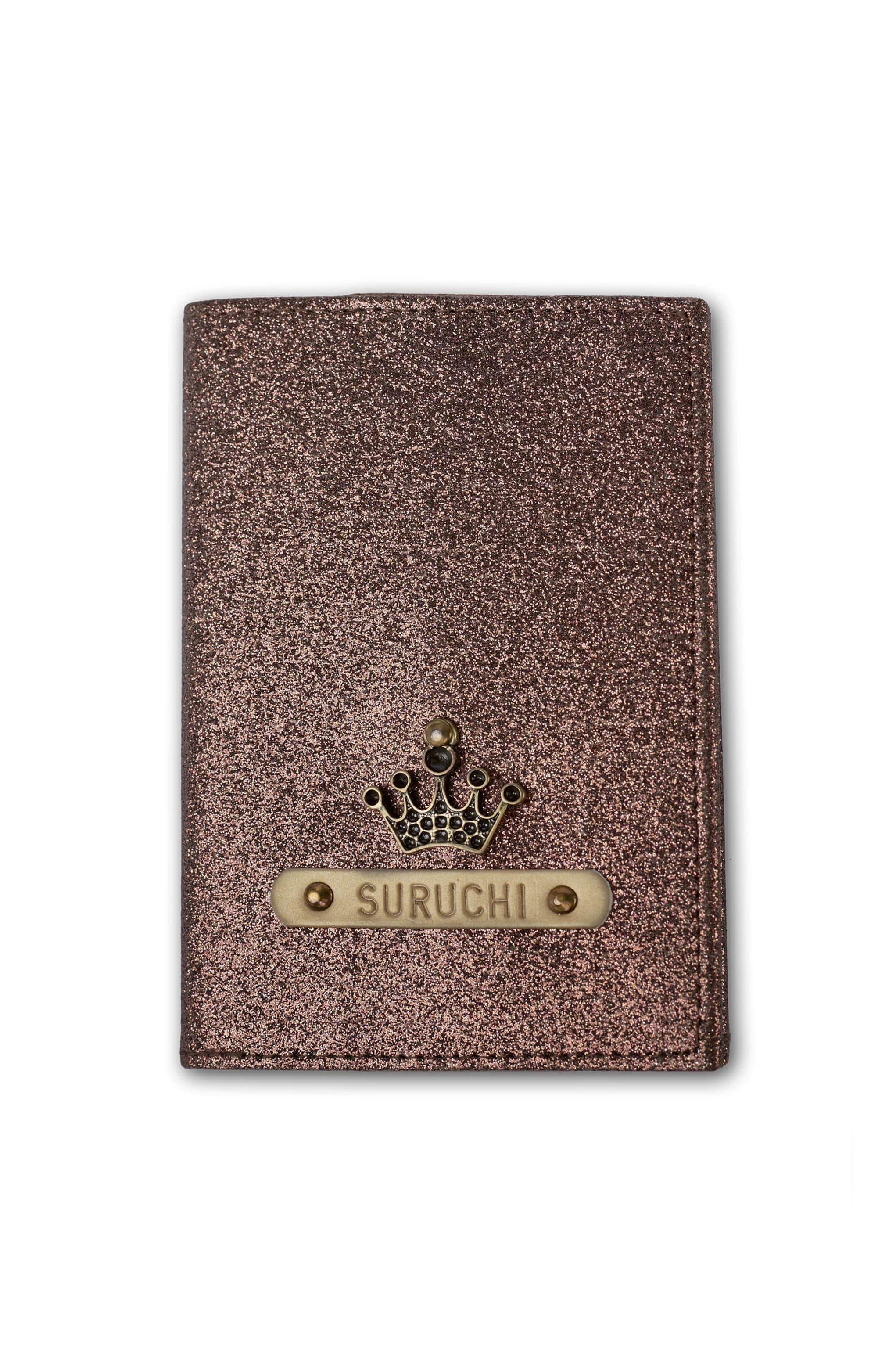 The Messy Corner Passport Cover Personalized Passport Cover - Rust Glitter