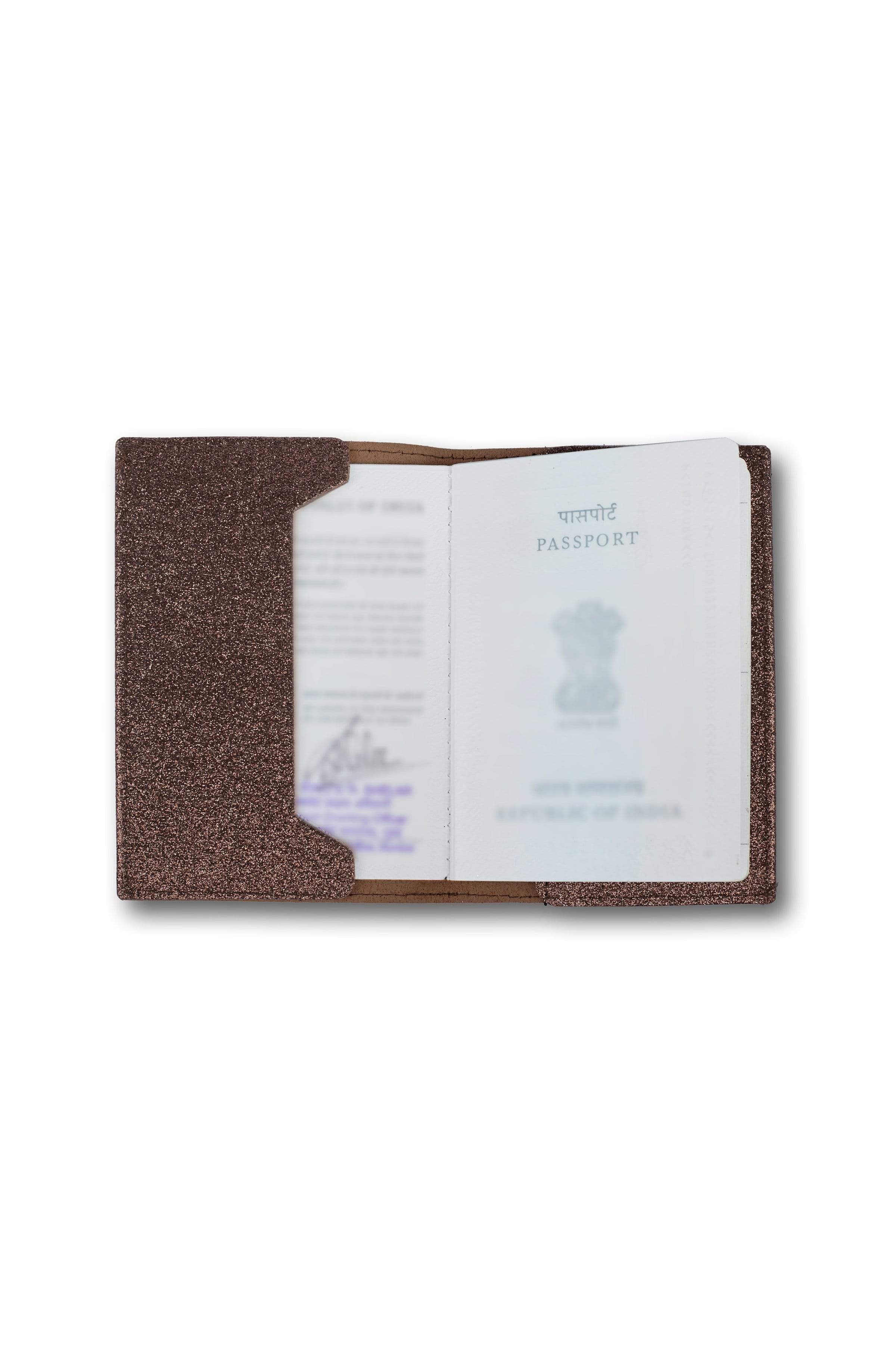The Messy Corner Passport Cover Personalized Passport Cover - Rust Glitter