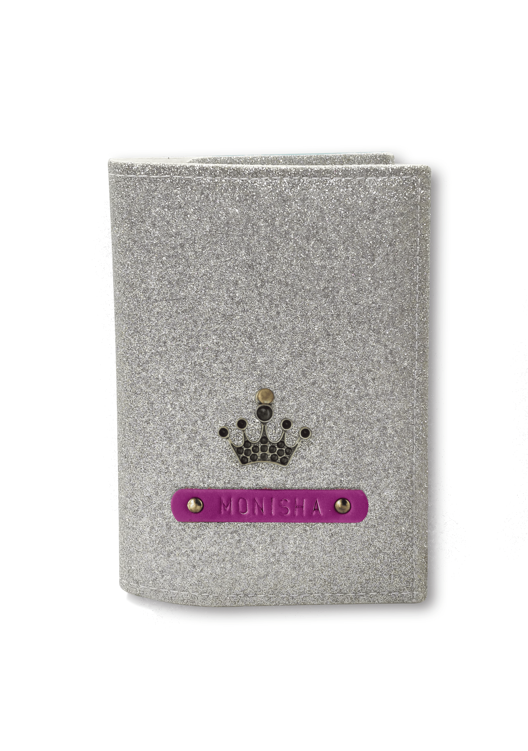 The Messy Corner Passport Cover Personalized Passport Cover - Silver Glitter